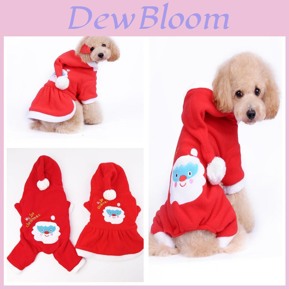 Luxuriöses Weihnachts-Haustier-Hundekleid Warme Hunde-Hoodie-Pullover Mantel Mit Rotem Rock Und Hut