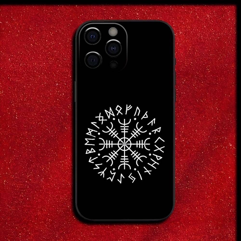 V-Viking V-Vegvisir Navigation Compass Phone Case For iPhone 16,15,14,13,12,11,Pro,XS,Max,XR,Plus,E,SE4,Mini Black Cover