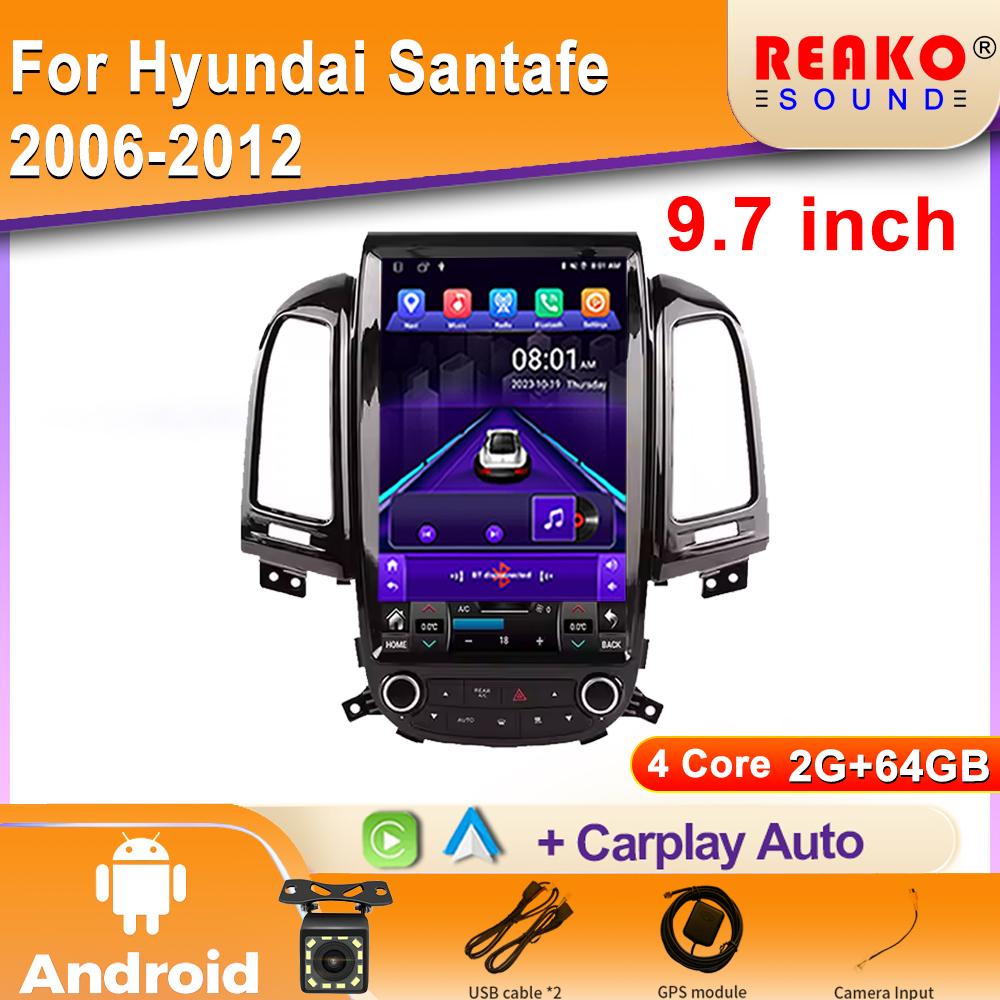 4G For Hyundai Santafe 2006-2012 Car Radio Android Auto GPS Navigation Head Unit Multimedia Player Video Output WIFI 2din DVD