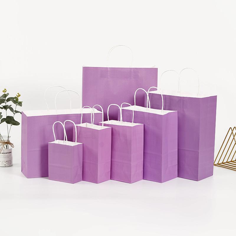 10 PCS/lot Gift Paper Bag with Handles Dark Color Festival Gift Bag Wedding Party Pure Dark Blue Craft Kraft Paper