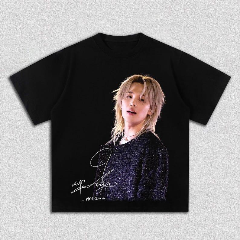 2026 Heißer Verkauf BTS Jimin Unterschrift Grafik T-Shirt Y2K Unisex Harajuku Hip Hop Punk T-Shirt Lässige Lockere Kurzarm Rundhals Sommer Oberteile