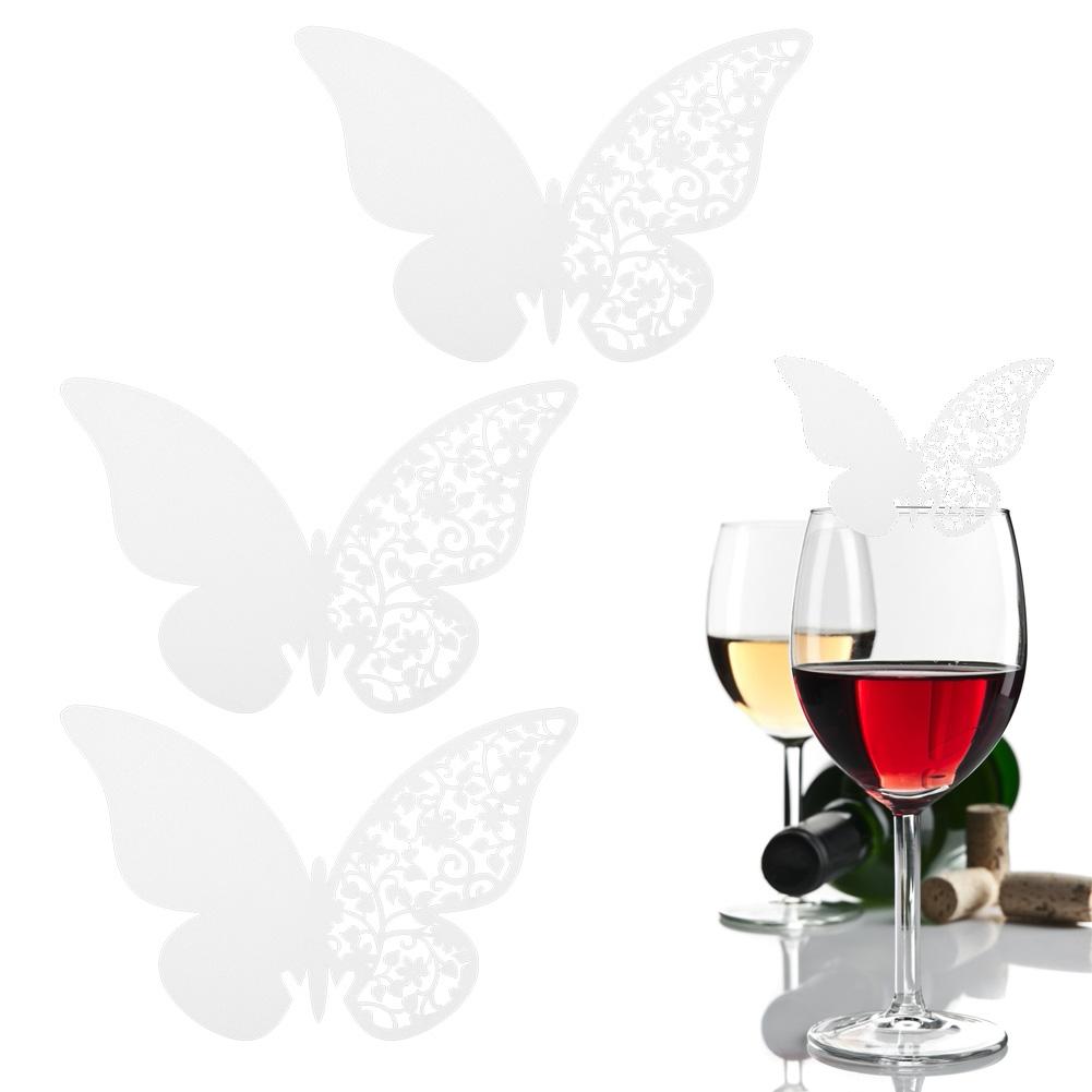 20pcs   Shape Wedding Hollow Name Place Cards For Wine Glass Table Decoration(White)