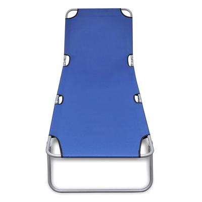 Folding Sun Lounger Powder Coated Steel Blue
