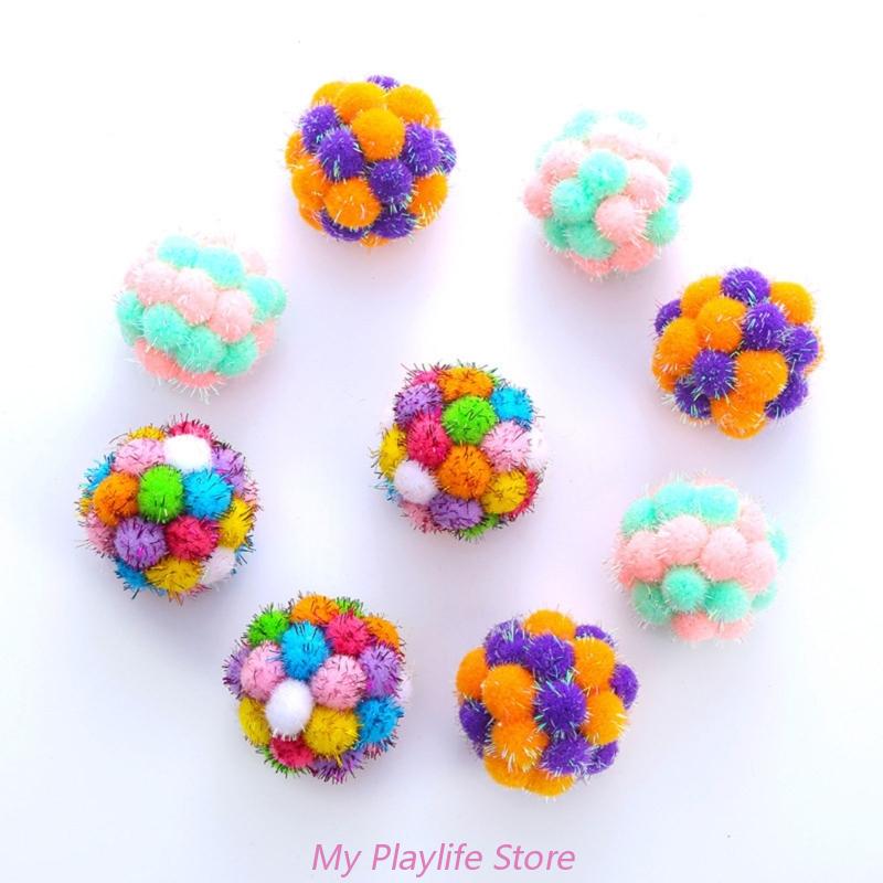

5cm Pet Cat Toy Plush Ball Toy Colorful Ball Toy Bouncy Ball Chasing Chewing Toy Multi-Color Ball Cat Catching Throwing розовый зеленый