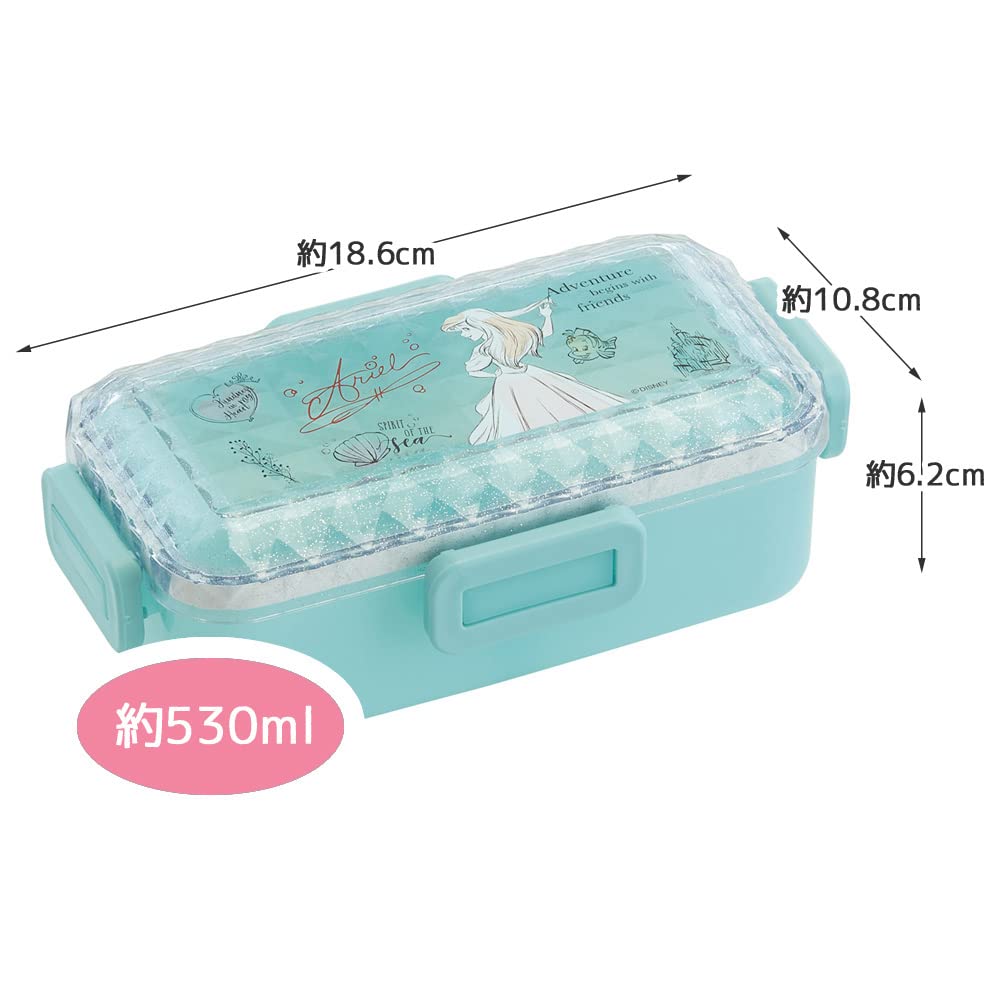Skater Soft Bento Box with Disney Ariel Made In Dome-Shaped Diamond-Cut Lid, Fabric, Design, Japan, PFLB6D-A
