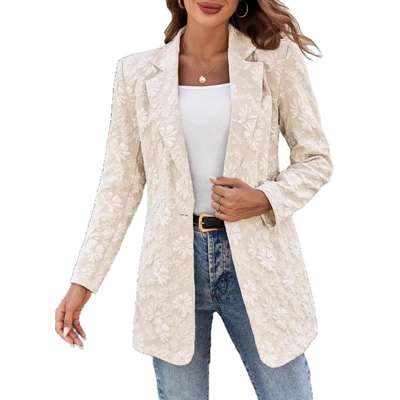2025 Herbst und Winter Neuer Jacquard-Anzug Einzelknopf Slim Temperament Pendler Arbeitsplatzjacke für Damen