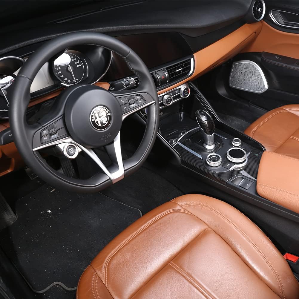 TOYCIDFG Car Gear Shift Panel Base Cover Trim Compatible with Alfa Romeo Giulia 2017-2019, Car Decoration Accessories (Carbon Fiber Pattern)