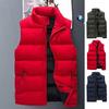 Männer Herbst Winter Einfarbig Weste Mantel Stehkragen Ärmellose Wasser-Beständig Außen Zipper Knopfleiste Puffer Weste