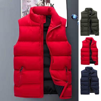 Chaleco de Color sólido para hombre, abrigo con cuello levantado, sin mangas, resistente al agua, con solapa y cremallera para exteriores, otoño e invierno