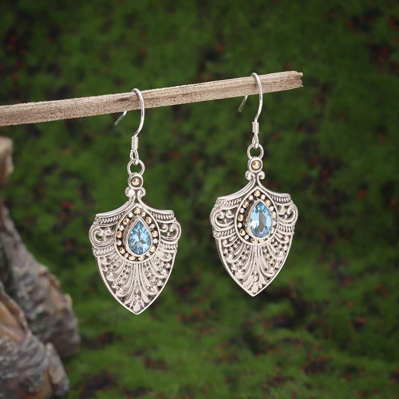 Retro Ethnic Style Red Zircon Earrings for Women, Elegant Earrings Accessories