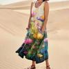 Women's Casual Fashion Flower Printed Sleeveless Pocket Dress