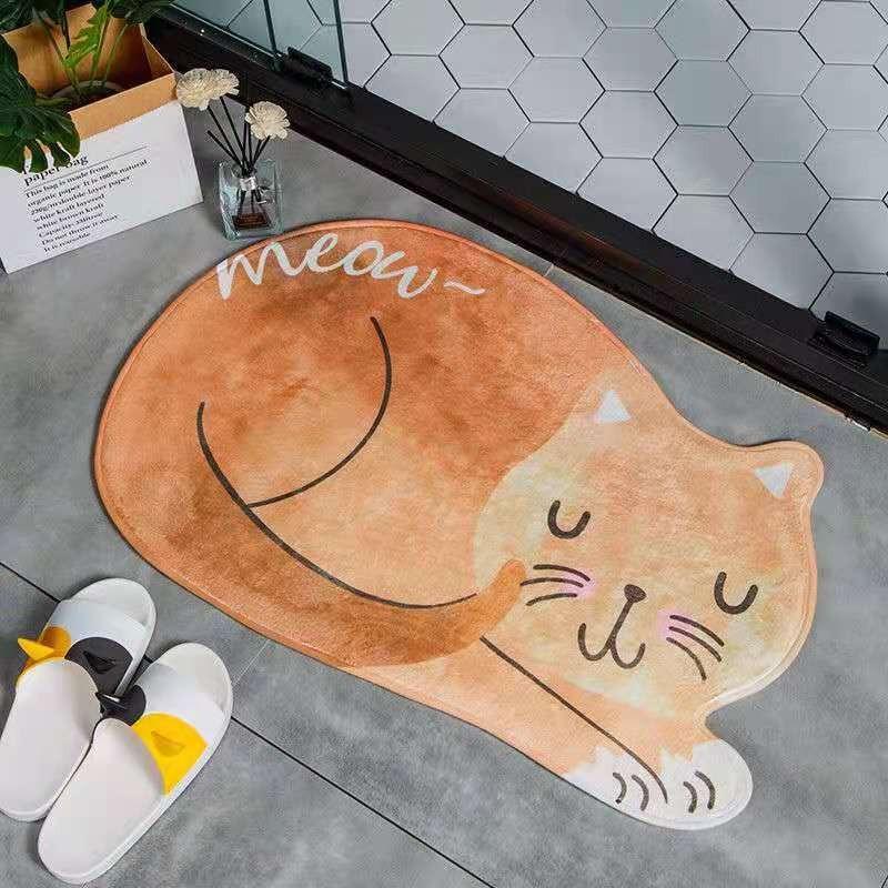1Pc Tea Table Bibulous Antiskid False Sleeping Cat Washable Kitchen Carpet Bath Mat Bathroom Products Carpet Doormat
