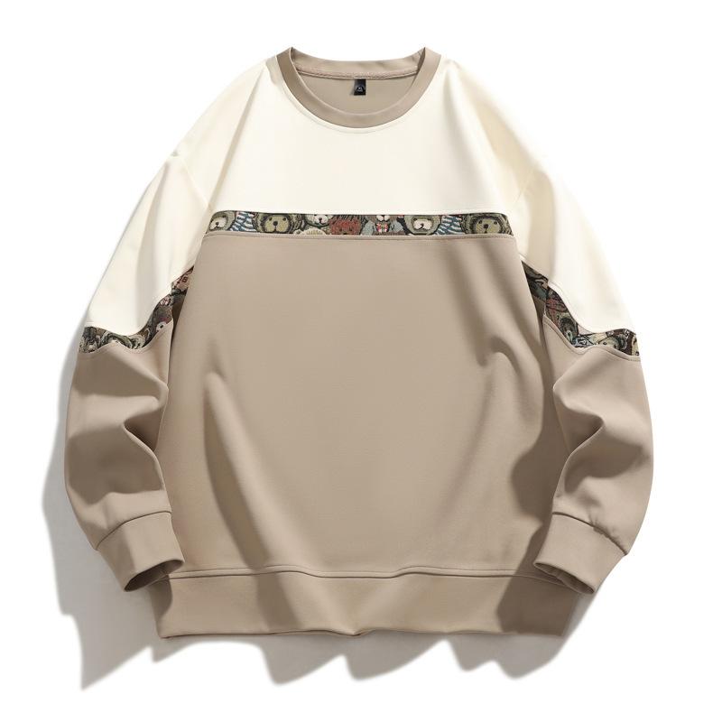 Мужская толстовка свободного кроя с цветными блоками, мужская повседневная толстовка с длинным рукавом 4XL