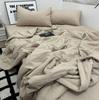 Summer Blanket Set Japanese Solid Colour Simplicity Summer Comforter Set Soft Thin Quilt Bed Sheet Pillowcase 4pcs Bedding Set