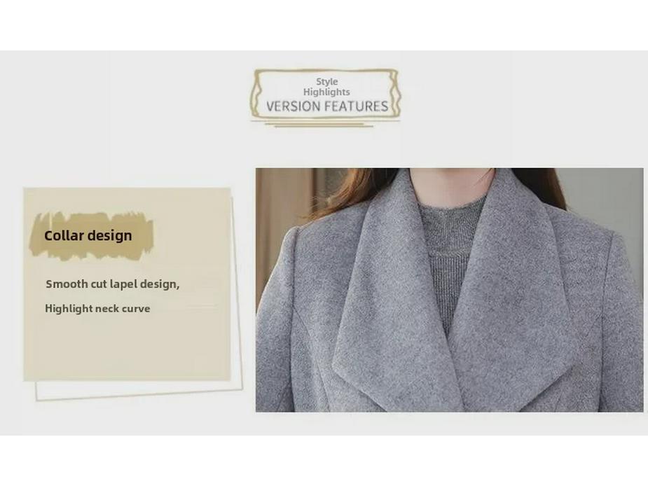 Palton de lână peste genunchi pentru femei 2024: Gros, Mărime Mare, Rever, Design cu Talie Cambrată pentru Primăvară și Toamnă