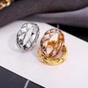 Anillo Minimalista de Moda con Rejilla de Diamantes de Acero de Titanio Dorado - Estilo Francés, No se Desvanece, Joyería de Moda para el Dedo Índice para Parejas