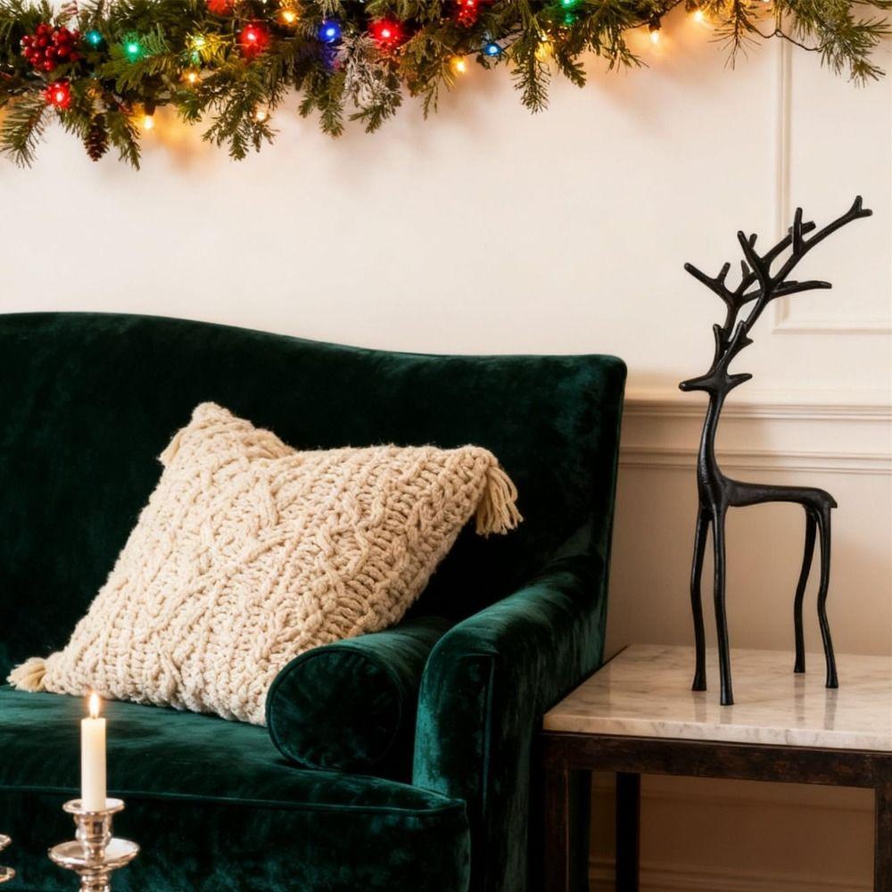 Xmas Black Reindeer Christmas Decoration European-Style Black Deer Sculpture Modern Decorative Reindeer Statues