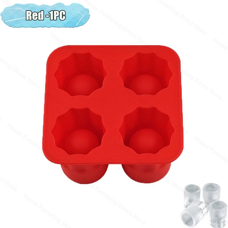 4 Cup Shape Silicone Ice Cube Mold Tray Summer Bar Party DIY Cold Drink Ice Compartment Mold Ice Cup Ice Cube Tray Kitchen Tool