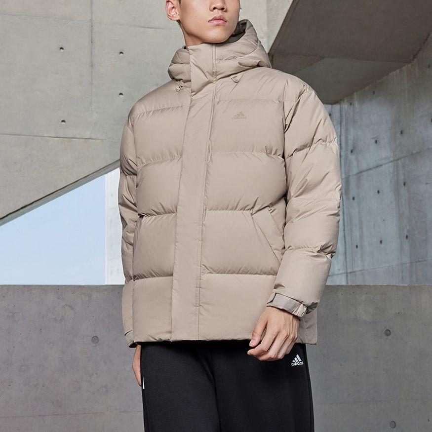 Adidas 600 Fill Letter Print Casual Outdoor Sports Hooded Down Jacket Men Jacket Light-Brown IV7562