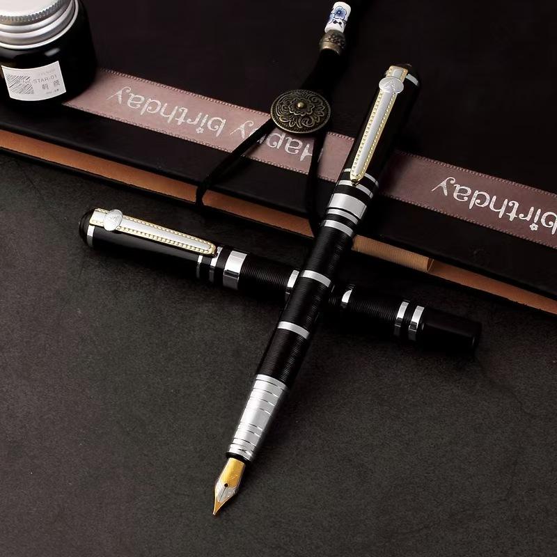 Luxury metal fountain pen, business student writing tool, signature pen