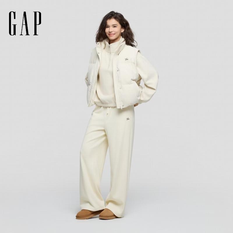 Gap Women's Fleece Embroidered Logo Wide-Leg Sweatpants