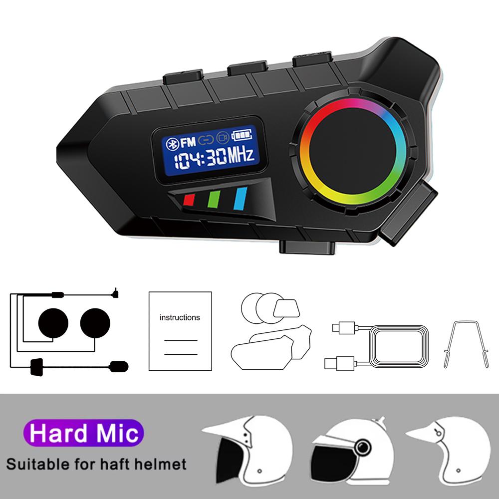 

Kebidumei Motorcycle Helmet Headset FM Radio Wireless MP3 Player RGB Light Earphone With Soft Hard Mic for Universal Helmet