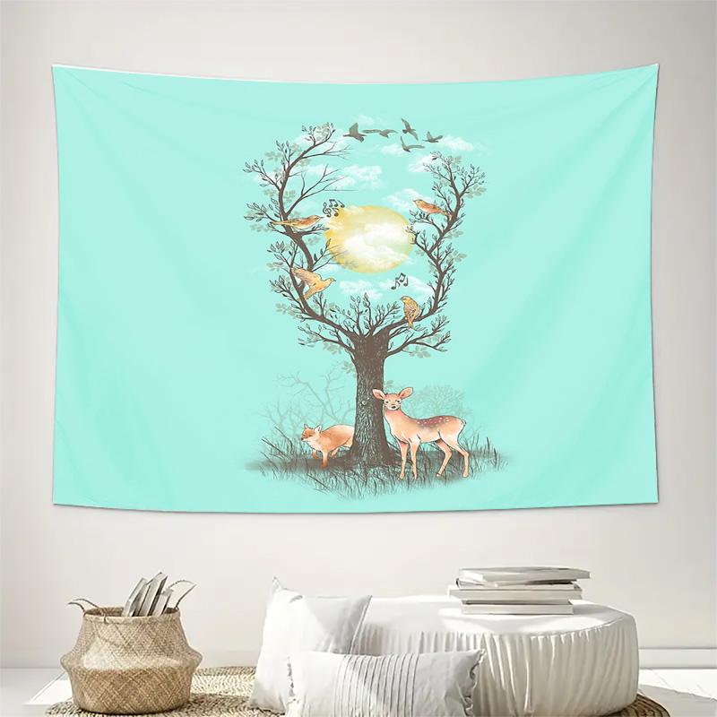 Nature Deer Tapestry Forest Woodland Animal Wall Hanging Bohemian Home Decor Room Aesthetic Vintage Cottagecore Tapestry