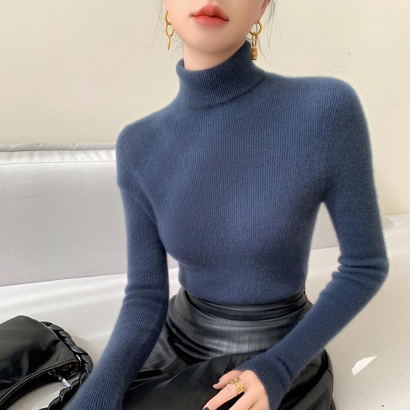 Women's Slim Fit Seamless Cashmere Turtleneck Sweater - Versatile, Flattering Knit for Autumn/Winter