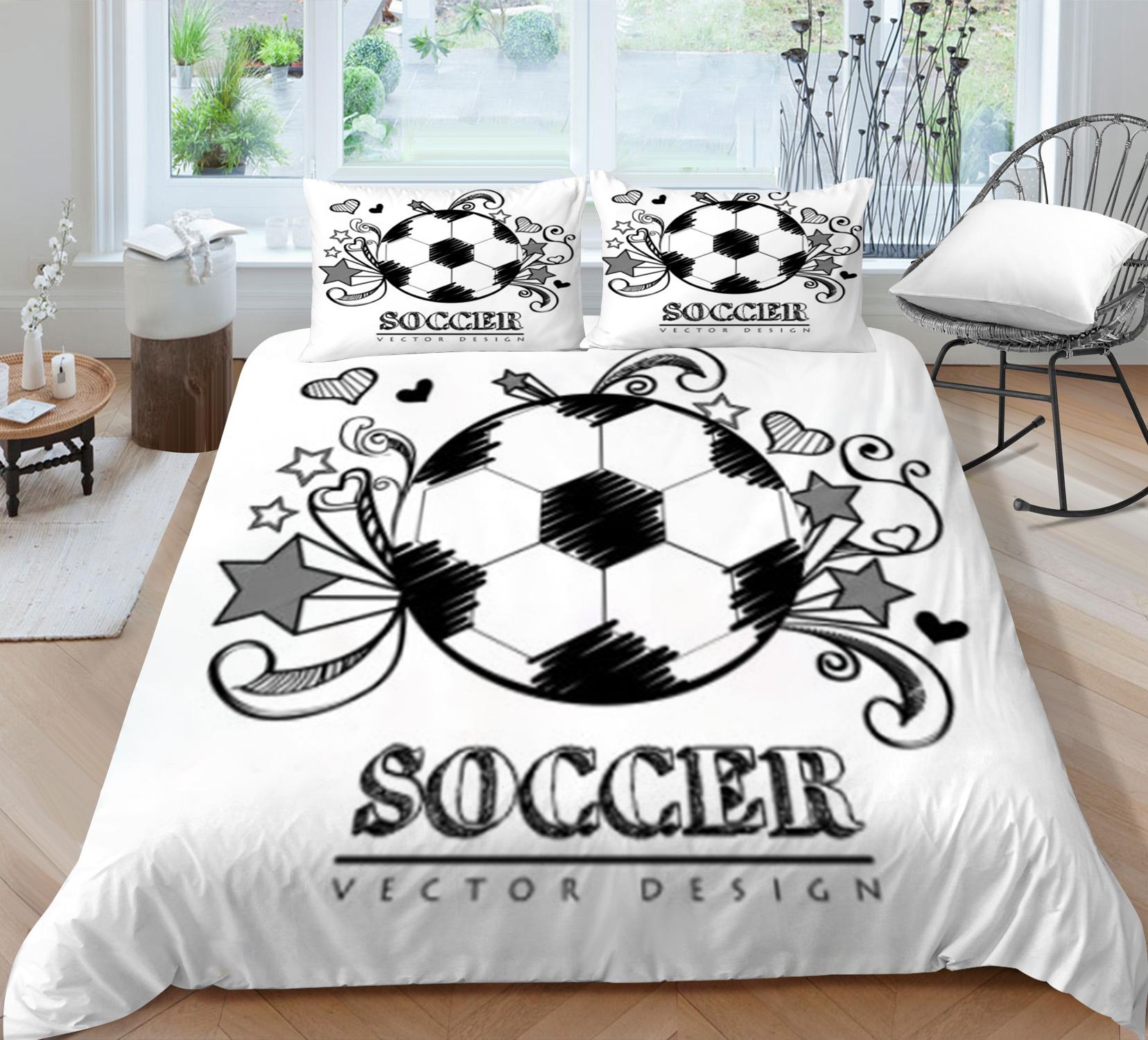 

3D комплект постельного белья для футбола, спортивная футбольная тема, пододеяльник и наволочка, простыня/двуспальная кровать, полный размер, 2/3 шт., украшение для дома Baby 100x135cm