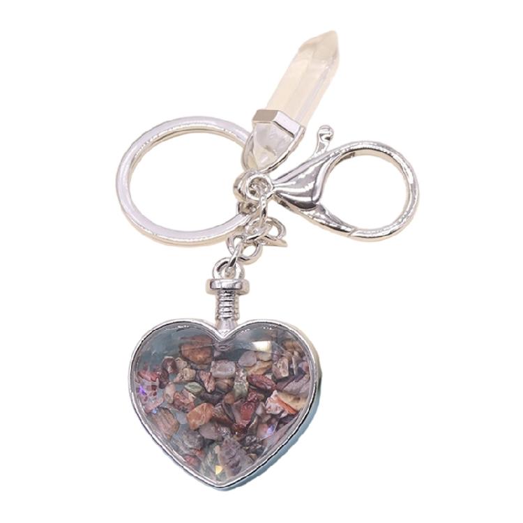 Long Time Use Natural Stone Heart Shaped Photo Frame Keychain Resistant Wear Tear Ideal Meaningful Carry Item Gift