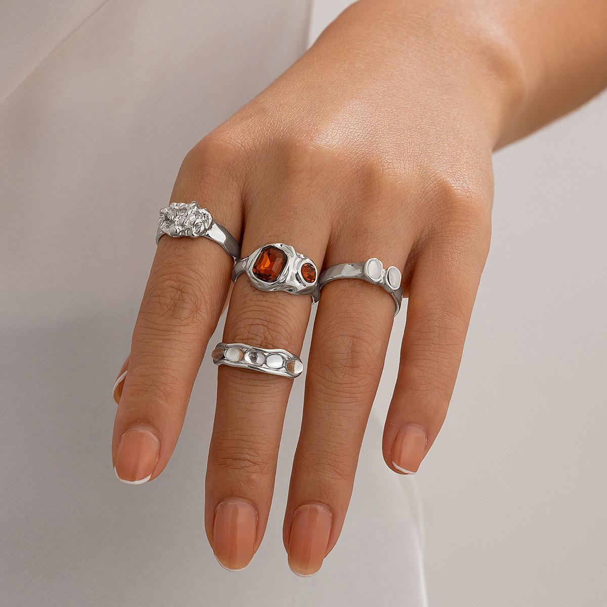 

Сладкий крутой инс лава геометрический бриллиантовый набор набор колец с драгоценными камнями, персонализированное кольцо из жидкого сплава с глянцевым покрытием.