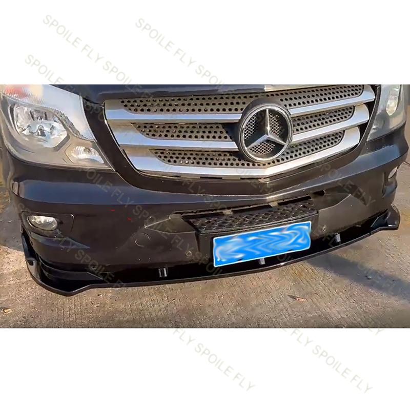 For Mercedes-Benz Sprinter W906 2014-2016 3Pcs Car Front Bumper Lip Spoiler Body Kit Splitter Protector Blade Plate Glossy Black