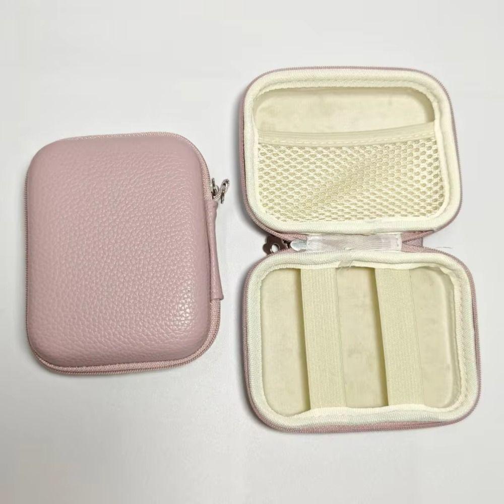 Mesh Pocket Digital Camera Case PU Leather Zipper Closure Portable Camera Pouch Shockproof Hard Shell Earphone Storage Bag