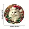 Christmas Cat Metal Sign Wall Art Vintage Home Decor Gift