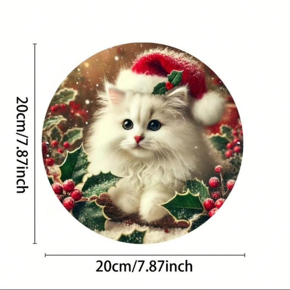 Christmas Cat Metal Sign Wall Art Vintage Home Decor Gift