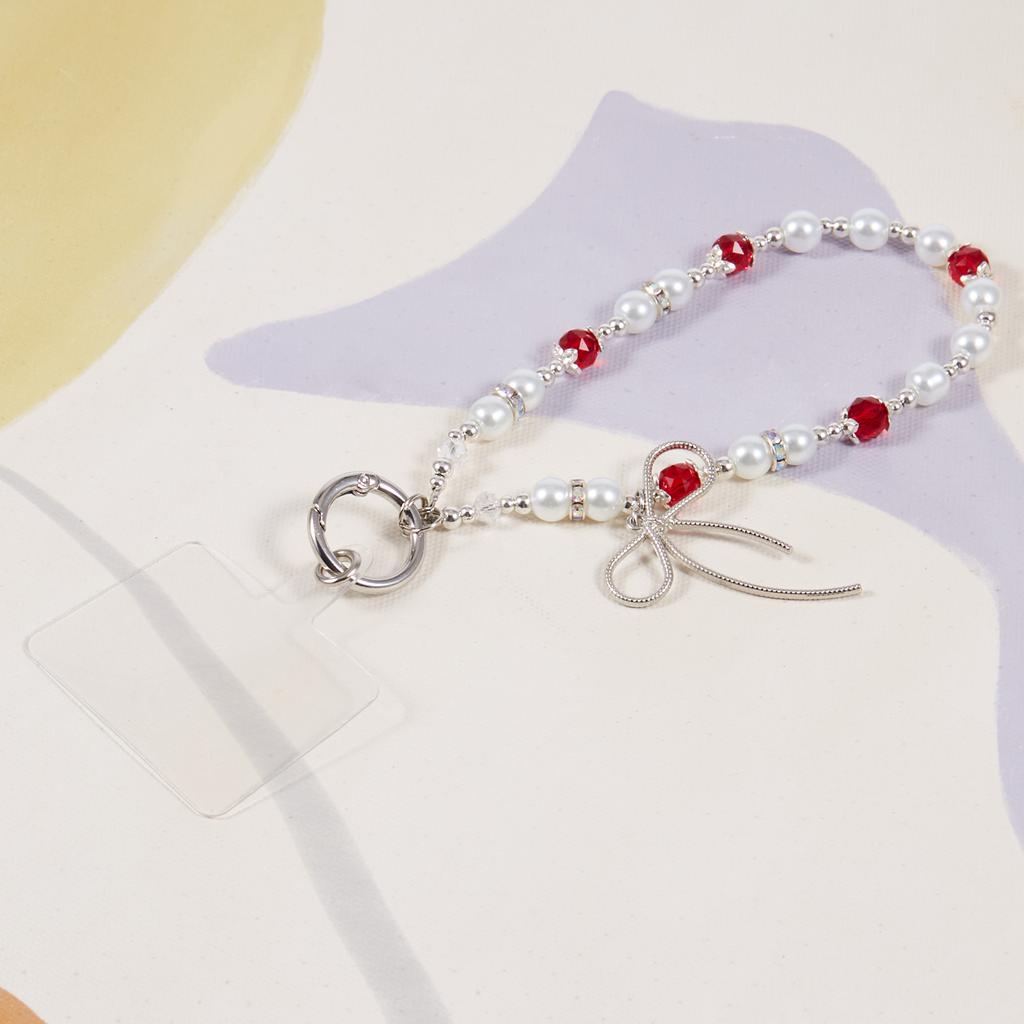 Șnur pentru telefon mobil cu mărgele din aliaj cu bowknot, 26 cm, curea pentru încheietura mâinii pentru femei și fete