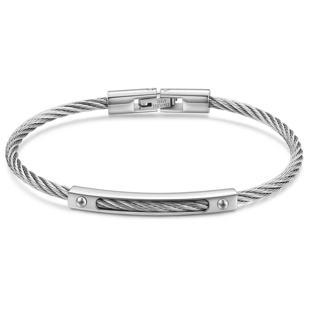 Trendiges geflochtenes Drahtarmband mit Metallsteg-Akzent Langlebiger magnetischer Verschluss Schmuck für Männer & Frauen