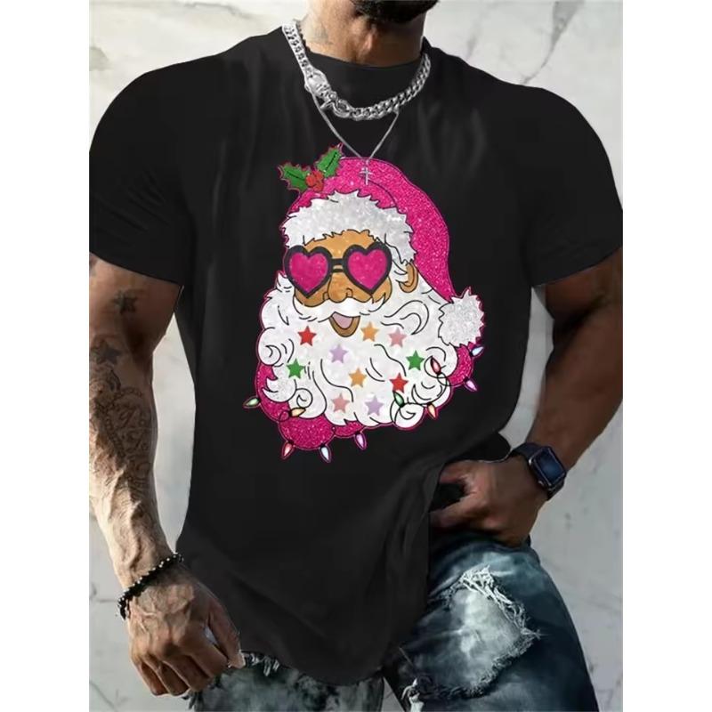 Christmas T-Shirt Funny 3d Santa Claus Print Tops Tees Mens T-Shirt Holiday Casual Harajuku Colorful Men's Clothing