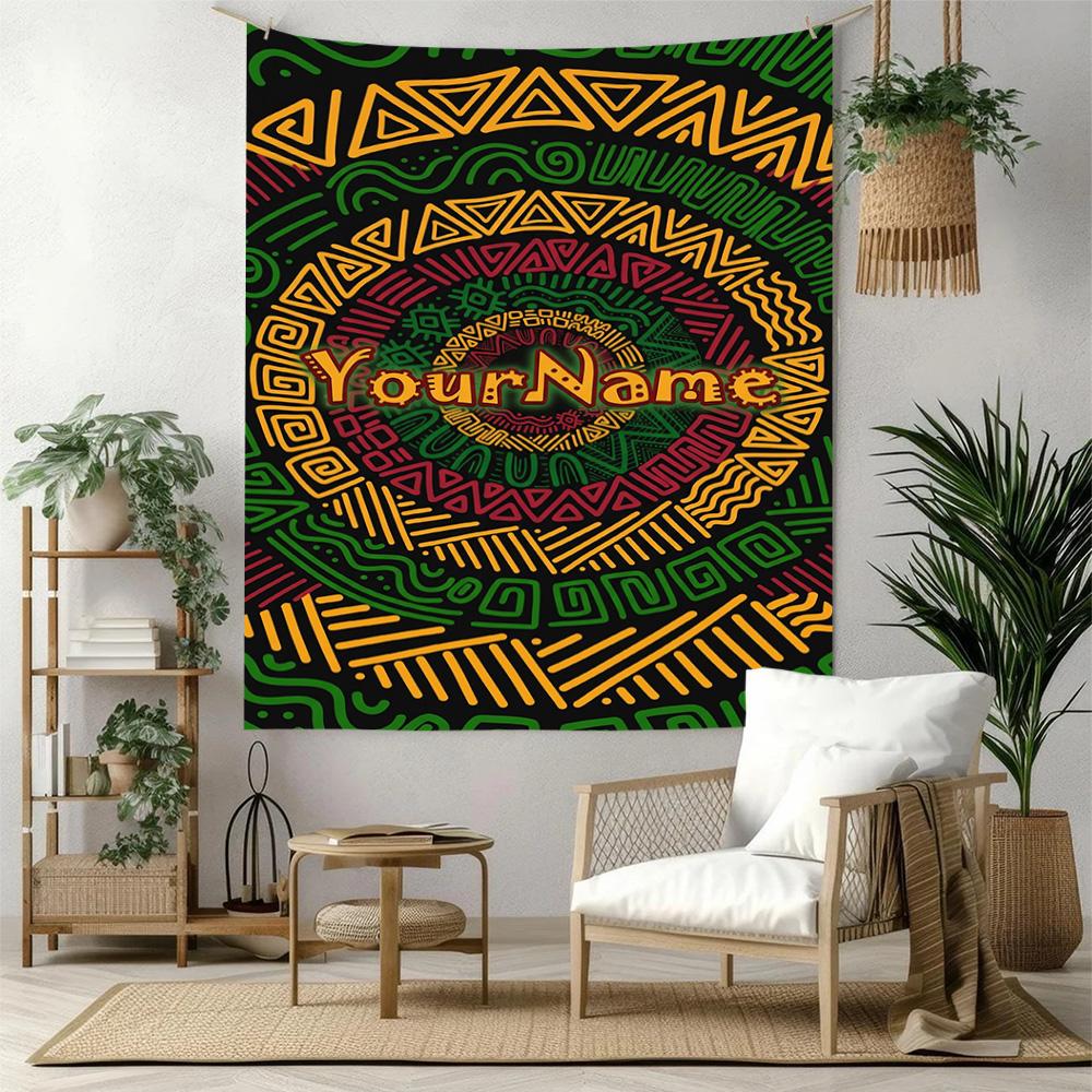 Ethnic Tribal Patterns Custom Your Name Wall Decor Tapestry Art For Pet Memorial Birthdaywedding Party Backdrop Family Gift