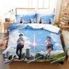 Il tuo Nome Set di Biancheria da Letto di Lusso Anime Cartone Animato Giapponese Set Copripiumino Piumone Copriletto Lino Misura Singola/Twin Stampato Tessile per la Casa