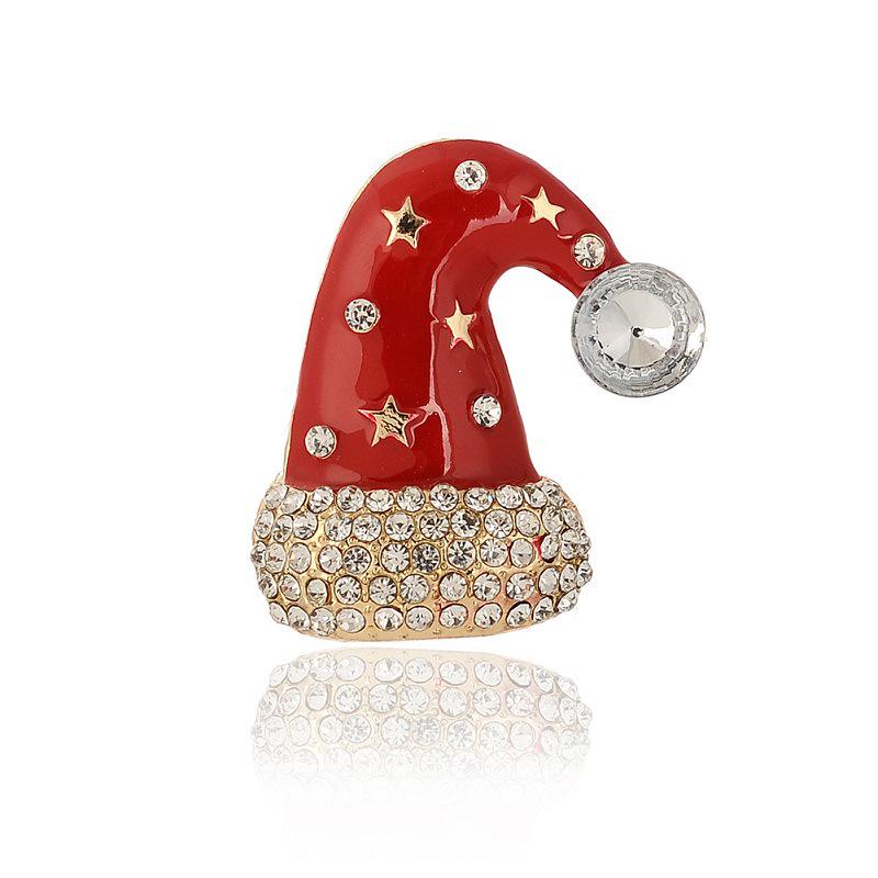 

Очаровательная брошь-булавка в виде рождественской шляпы со стразами - Индивидуальная упаковка, красное украшение красный