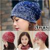 Paisley Print Hair Sun Cancer Openwork for Women Black 1 R-Dream Cap, Turban, Protection, Care, Chemotherapy, Thin, Breathable, Knit, (1 + Navy)