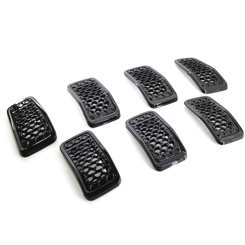 6AZ88DX8AB 6FM74SZ0AB 68323773AB 7Pcs Front Mesh Grille Ert Cover Trim Fit for Jeep Cherokee     Gloss Black