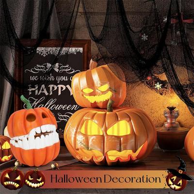 Desktop Organizer Resin Pumpkin Ornament Halloween Pumpkin Storage Box with Hinged Lid for Snacks for Halloween Desktop Decor