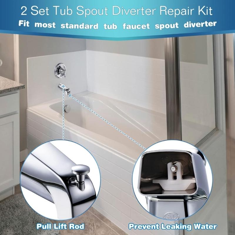  Universal Bathtubs Spout Diverter Repair Set with Strong Metal Stem & Sealing Component Faucet Leak Repair Tool set