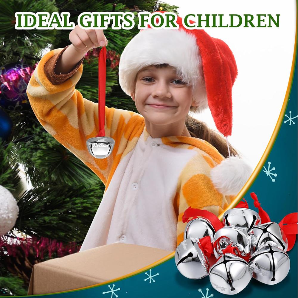 The Polar Santa Sleigh Bell Gift Reindeer Bell Christmas Believe Bell Ornaments Bulk Xmas Party Gifts Favors Red Velvet Bag