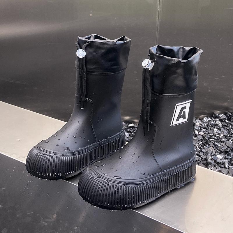 Fashion Winter Mid-tube Beam Mouth Fashion New Women's Rain Boots Fashion Thick Sole Anti Slip Ladies Rain Shoes Outdoor Non-Slip Shoes