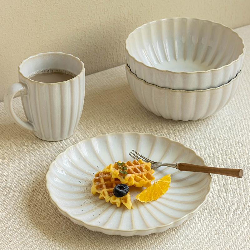 Simple Ceramic Tableware Plates, Salad Bowls, Household Dishes, Steak Plates, Pasta Plates, Light Luxury Coffee Mugs, Micro-Defects