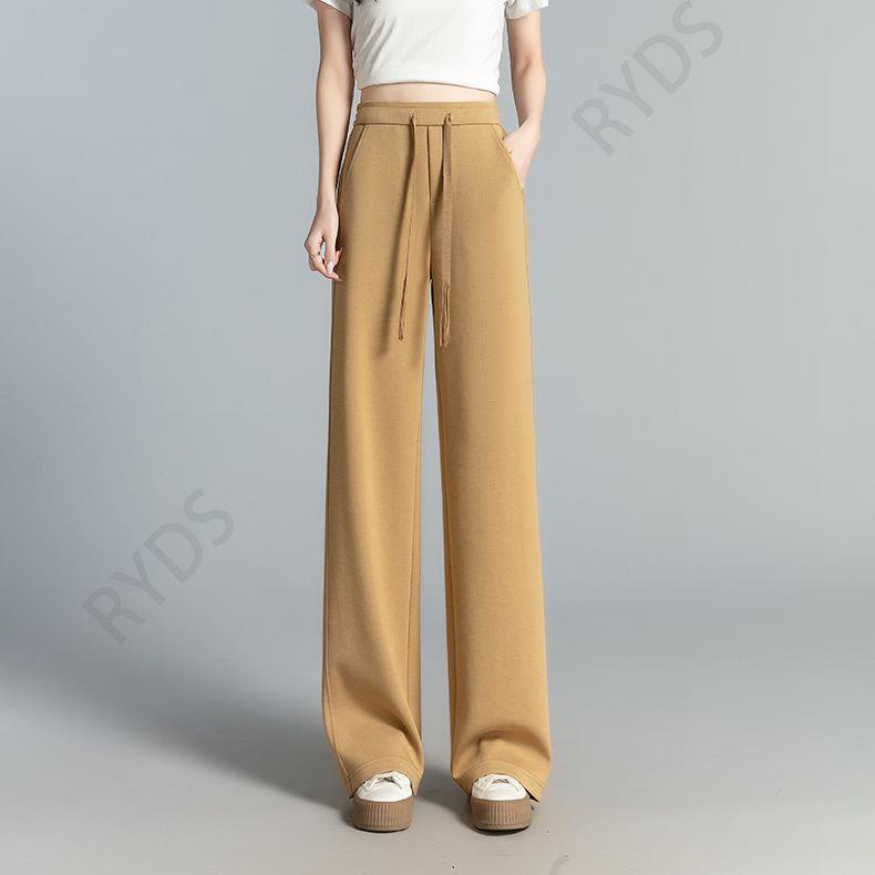 

Spring Modal Wide-Leg Pants - Skin-Friendly & Nourishing, Available in Coconut Milk White, Khaki, and Hepburn Black with Pockets (K7217) L (130-140kg)