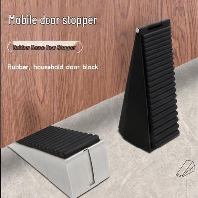 Spring-loaded Anti-collision Door Stopper & Holder with Windproof Wedge